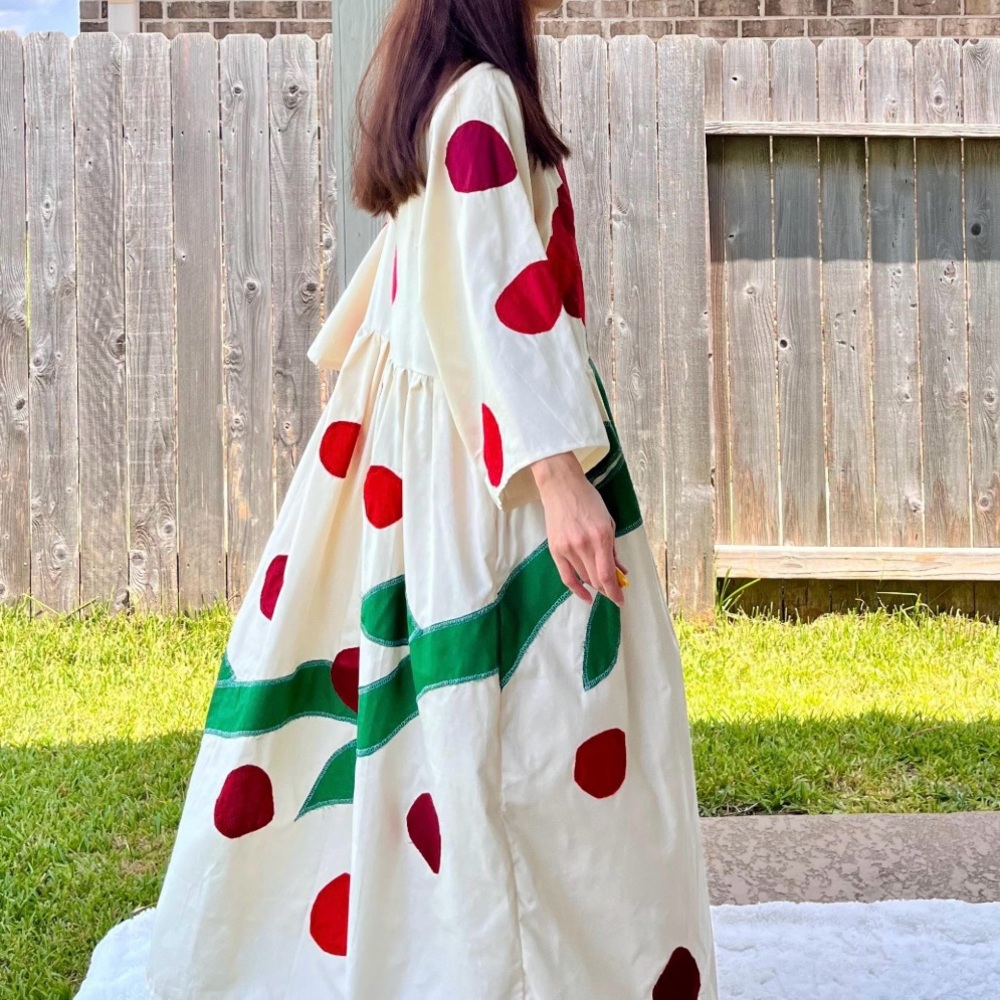 Handmade Aphrodite Rose Petal Appliqué Dress SKU 08033 With Side Pockets - Picture 8 of 10